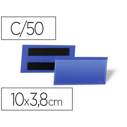 Funda Durable Magnetica 100X38 MM Plastico Azul Ventana Transparente Pack de 50 Unidades