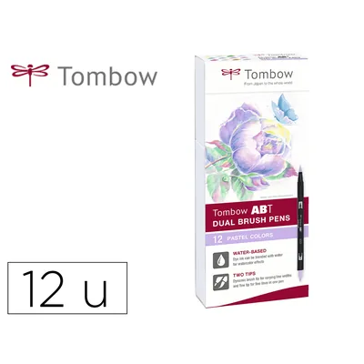 TOMBOW Rotulador Tombow Abt Dual Brush Acuarelable Doble Punta Fina/pincel Estuche de 12 Unidades Colores Pastel