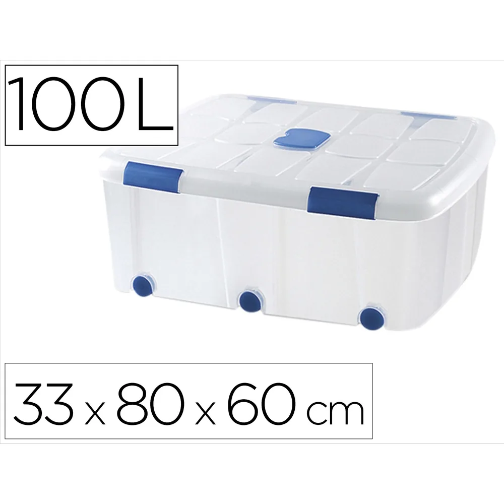 Contenedor Plastico Plasticforte 100 Litros N 15 Transparente con Tapa 330X800X600 MM