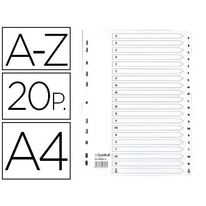 Separador Exacompta Cartulina Blanca A-z Juego de 20 Separadores DIN A4 11 Taladros