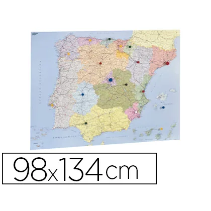 Mapa Mural Faibo España y Portugal Autonomico Plastificado Enrollado 98X134 CM