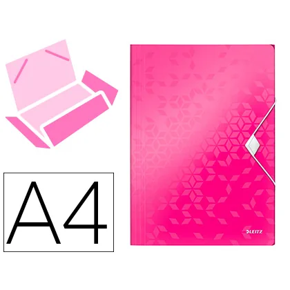 Carpeta Leitz Wow Gomas Solapas Polipropileno DIN A4 Color Fucsia