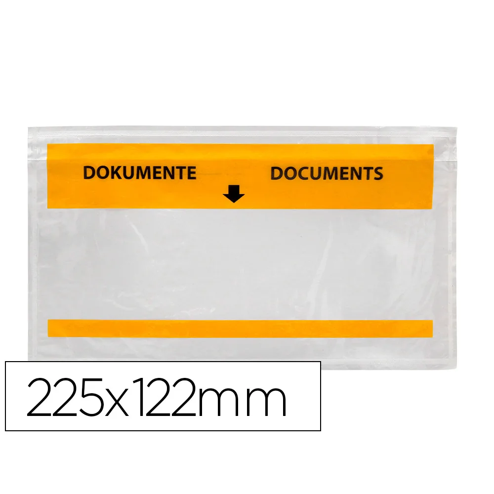 Sobre Autoadhesivo Q-Connect Portadocumentos Multilingue 225X122 MM Ventana Totalmente Transparente Paquete de 1000