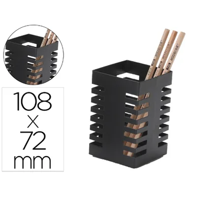 Q-CONNECT Cubilete Portalapices Q-Connect Negro Metal Cuadrado 72X108 MM