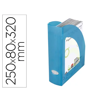 Revistero Plastico Q-Connect Azul Translucido