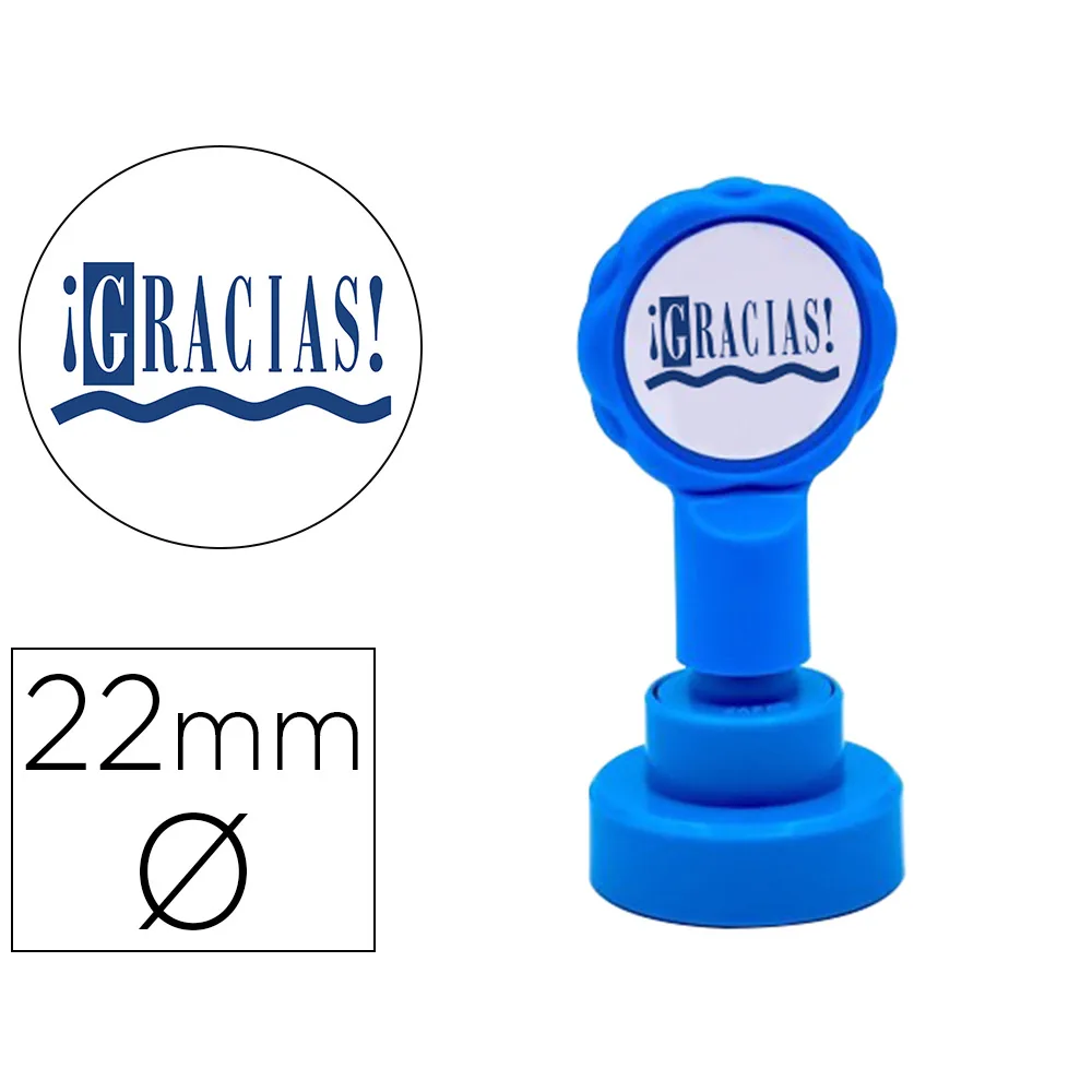 Sello Artline Emoticono Gracias Color Azul 22 MM Diametro