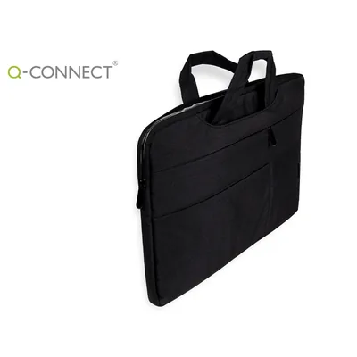 Q-CONNECT Funda para Portatil Q-Connect 15,6" con Asas Retractiles Cremallera 3 Bolsillos Exteriores Negro