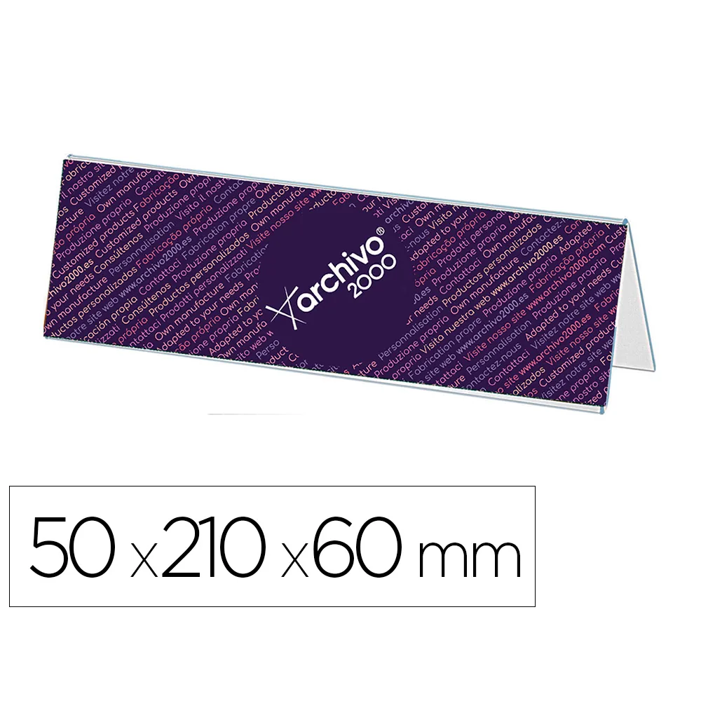 Identificador Sobremesa Archivo 2000 Premium Poliestireno Cristal Transparente 50X210X60 MM