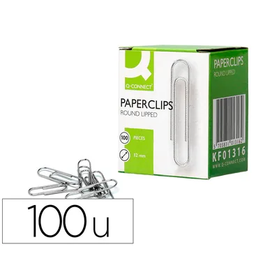 Q-CONNECT Clips Galvanizados Q-Connect Nº 32 MM Caja de 100 Unidades