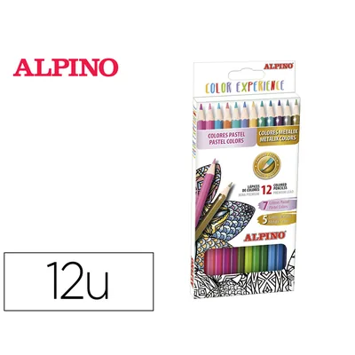 ALPINO Lapices de Colores Alpino Experience Mina Premium 3,3 MM Special Colors Caja de 12 Colores Surtidos