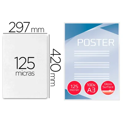 GBC Bolsa de Plastificar Gbc DIN A3 2X125 Micras Caja de 100 Unidades