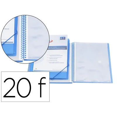 PARDO Carpeta Pardo Escaparate con Espiral 20 Fundas Polipropileno con Gomas Personalizable Color Azul