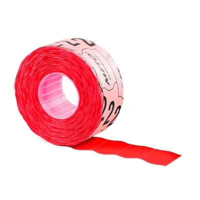 METO Etiquetas Meto Onduladas 26X12 MM Rojo Fluorescente Adh. 2 Rollo de 1000 Unidades
