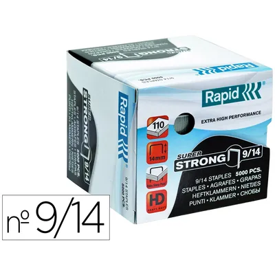 RAPID Grapas Rapid Super Strong Galvanizadas Nº 9/14 Caja de 5000 Unidades
