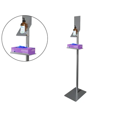 ACER Soporte de Suelo Dispensador de Gel y Guantes de Acero Laminado Medidas 1460X300X390 MM Color Gris
