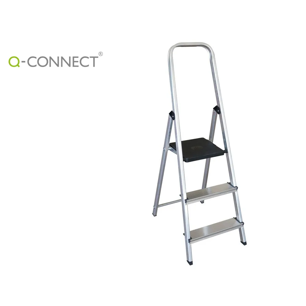 Escalera Q-Connect de Aluminio 3 Peldaños 590X400X1260 MM Peso Maximo 150 KG EN-131