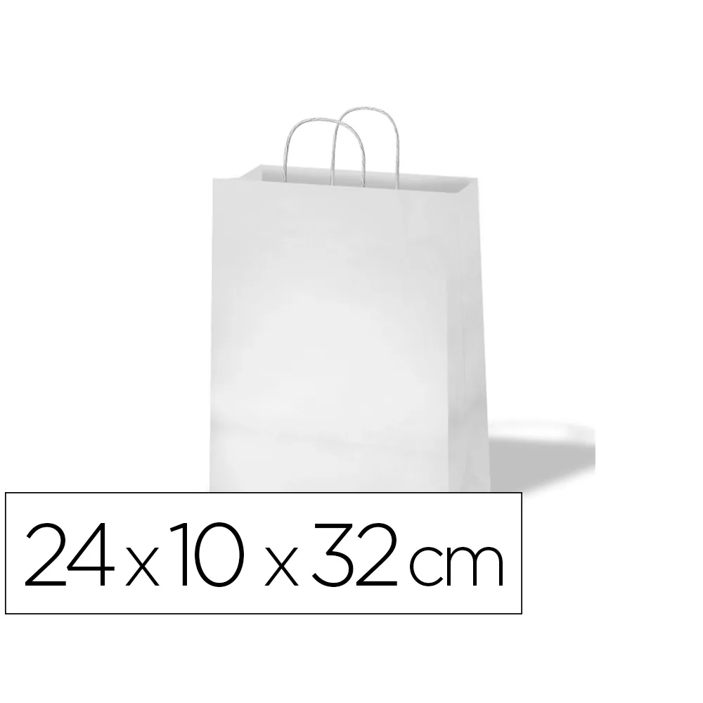 Bolsa Kraft Basika Celulosa Blanco 90 GR Asa Retorcida Tamaño "s" 240X100X320 MM