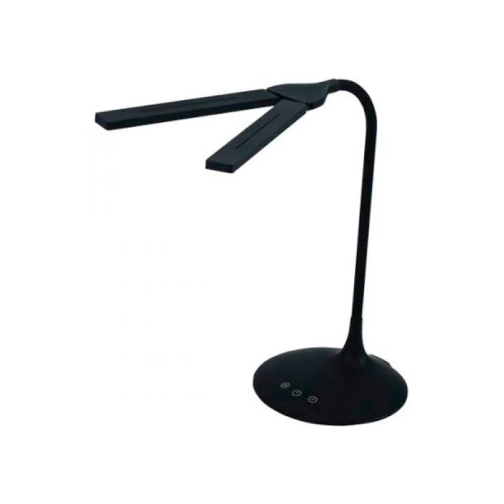 Lampara de Escritorio Archivo 2000 Led 6W 280LM Doble Cabezal Brillo Regulable 2 Niveles Color Recargable Negro