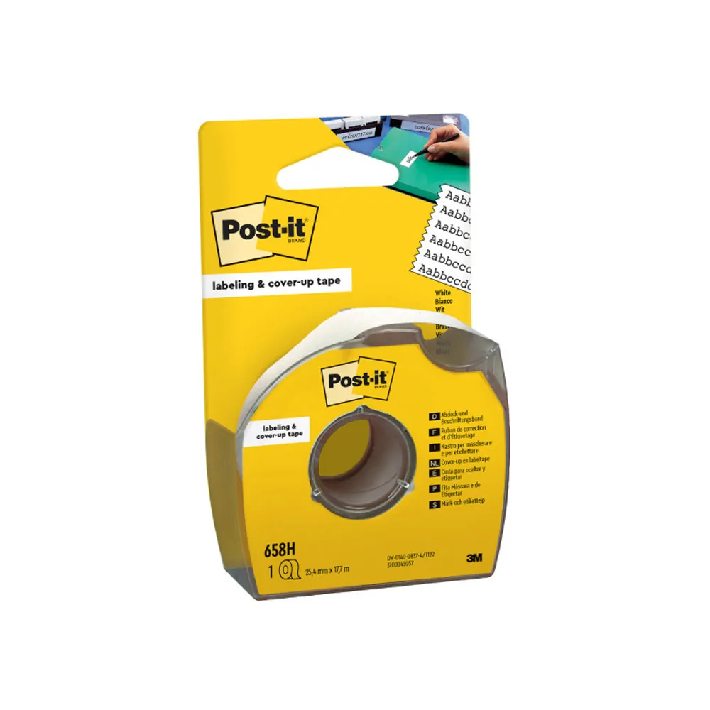 Cinta Adhesiva Post-It para Ocultar y Etiquetar 6 Lineas 18 M X 25 MM en Portarrollo
