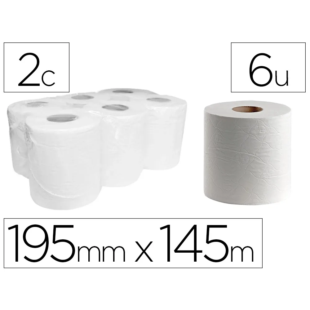 Papel Secamanos Dahi 2 Capas Celulosa Gofrada 195 MM X 145 M Paquete de 6 Rollos