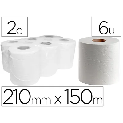 DAHI Papel Secamanos Dahi 2 Capas Celulosa Lisa 210 MM X 150 M Paquete de 6 Rollos