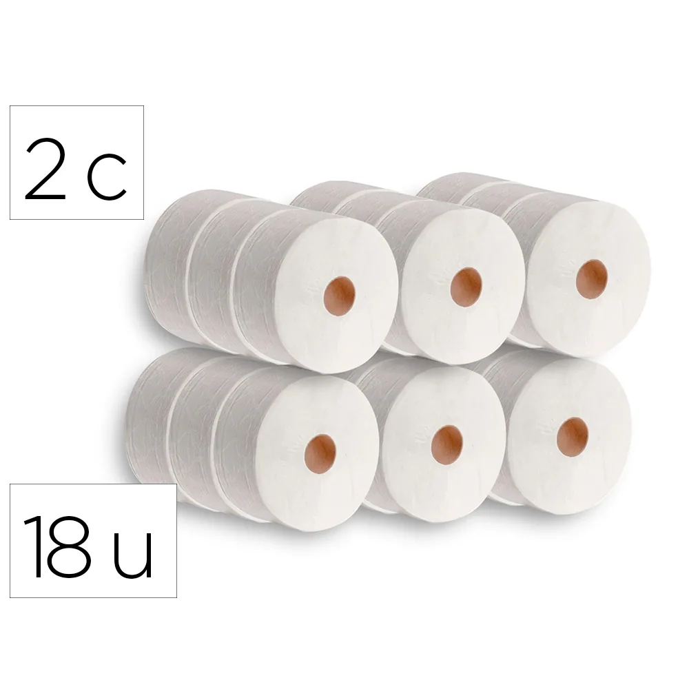 Papel Higienico Dahi Jumbo 2 Capas Celulosa Blanca 140 M Mandril 45 MM Paquete de 18 Rollos