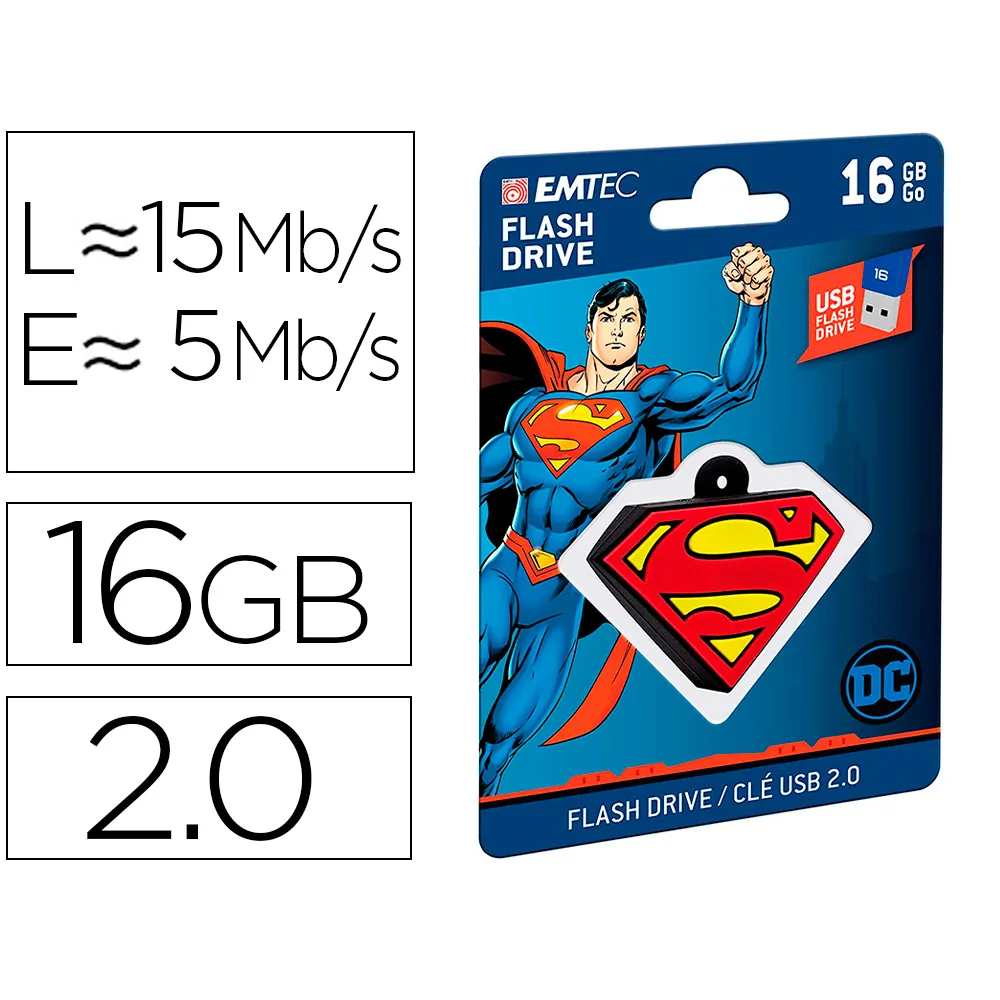 Memoria Usb Emtec Flash 16 Gb Usb 2.0 Collector Superman
