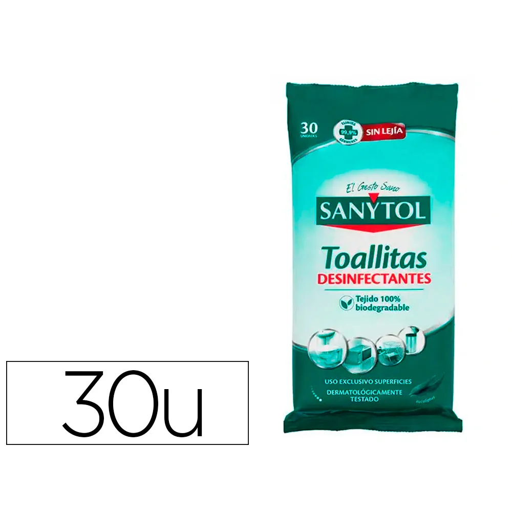 Toallita Desinfectante Sanytol Biodegradable Paquete de 30 Unidades