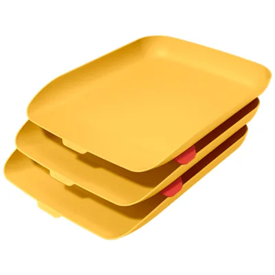LEITZ Bandeja Sobremesa Plastico Leitz Cosy Set de 3 Unidades Amarillo 274X120X456 MM