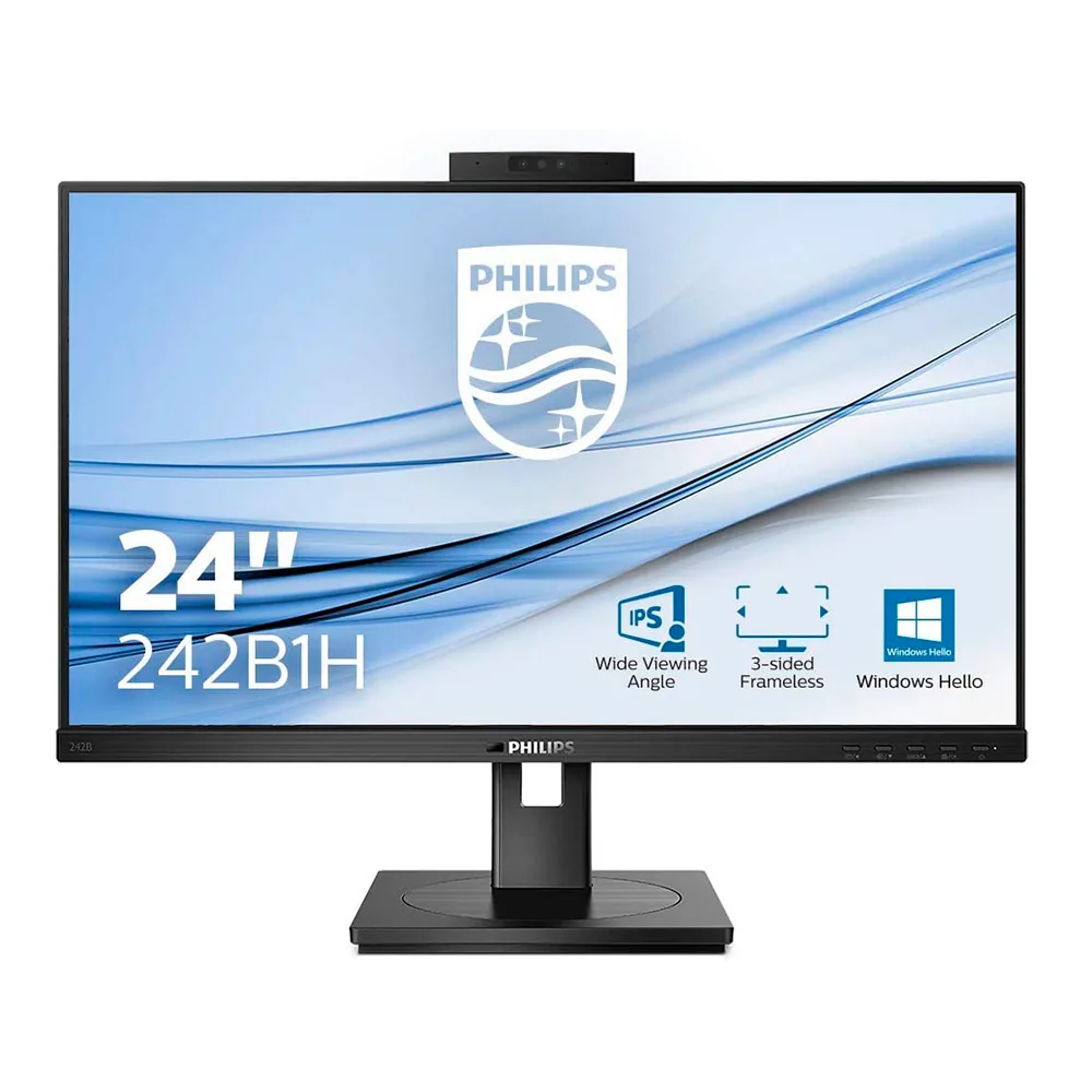 Monitor Philips 242B1H 23,8" 16:9 Ips 1.920 Px Regulable en Altura con Camara Web-cam Integrada Color Negro