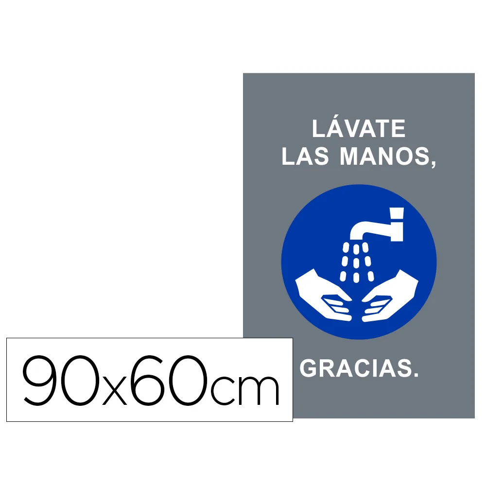 Alfombra para Suelo de Paso Novus Lavate las Manos Gracias Fondo Gris 90X60 CM
