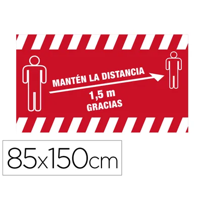 NOVUS DAHLE Alfombra para Suelo de Paso Novus Manten la Distancia de 1,5 M Gracias Fondo Rojo 85X150 CM
