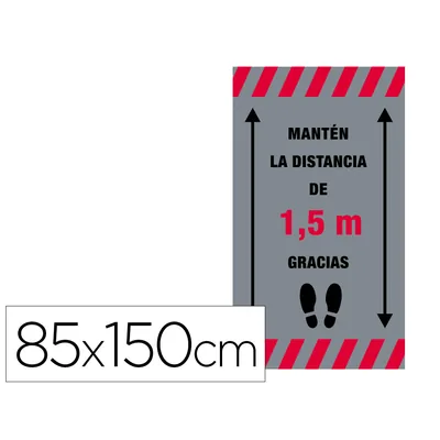 NOVUS DAHLE Alfombra para Suelo de Paso Novus Manten la Distancia de 1,5 M Gracias Fondo Gris 85X150 CM