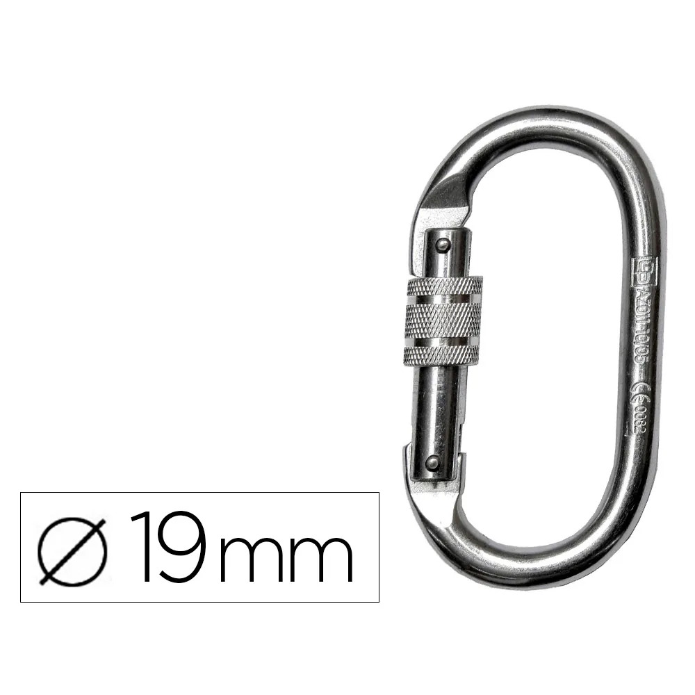 Mosqueton Acero Apertura 18 MM Cierre Rosca Manual Resistencia 25 Kn