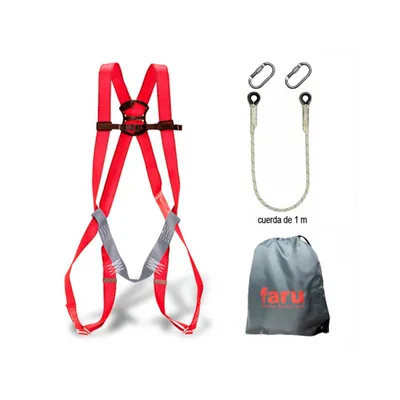 FARU Conjunto Anticaidas Faru Arnes P01 + Cuerda C170 + 2 Mosquetones Virola + Bolsa Porta Arnes
