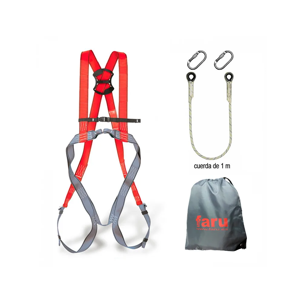 Conjunto Anticaidas Faru Arnes P30F + Cuerda C170 + 2 Mosquetones Virola + Bolsa Porta Arnes