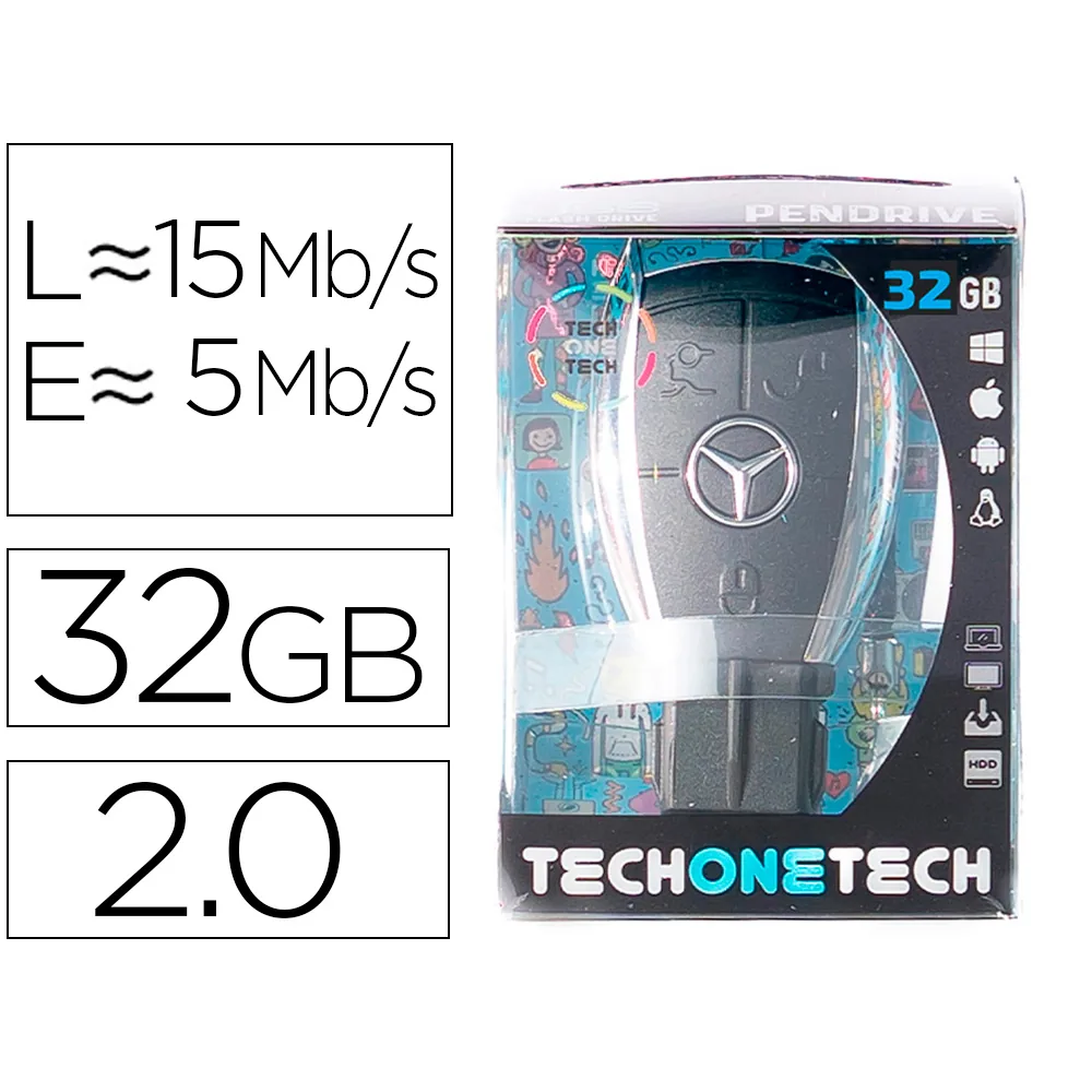Memoria Usb Tech On Tech Llave Mercedes 32 Gb