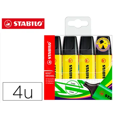 STABILO Rotulador Stabilo Boss Fluorescente 70 Amarillo Estuche de 4 Unidades