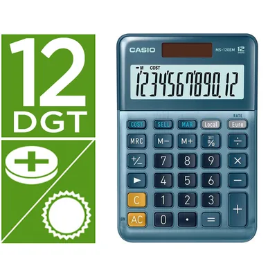CASIO Calculadora Casio MS-120EM Sobremesa 12 Digitos Tx +/- Color Azul