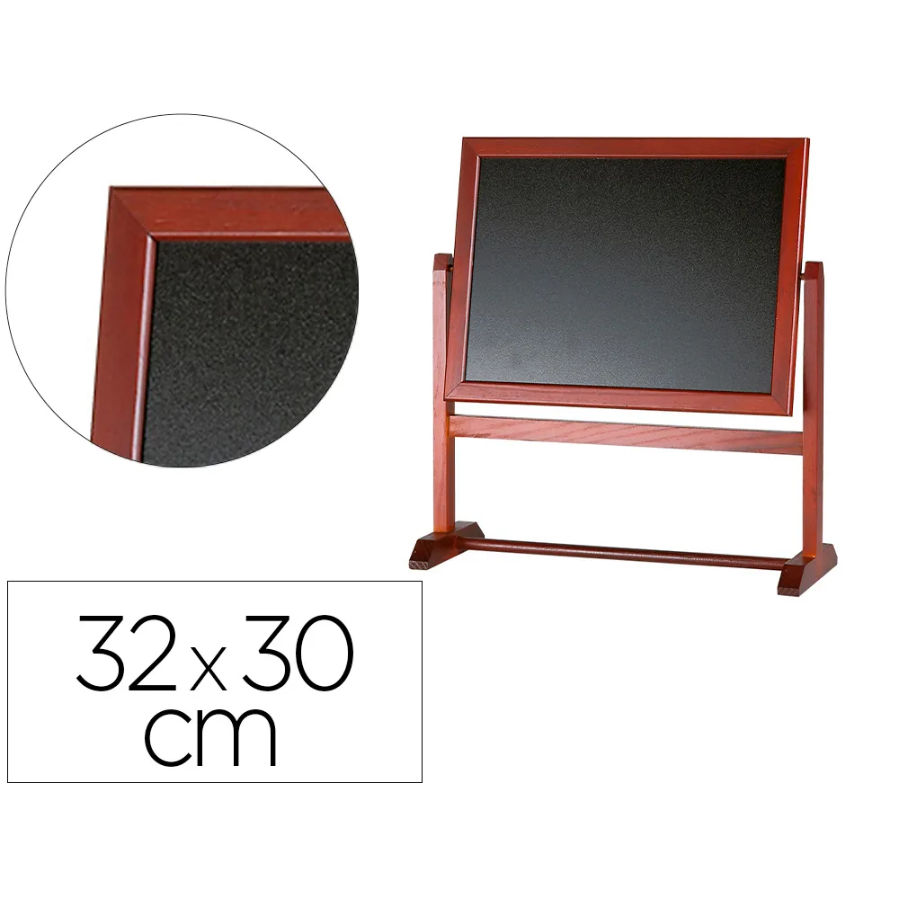 Pizarra Marron Liderpapel para Hosteleria Doble Cara Volteable con Superficie para Rotuladores 32X30 CM