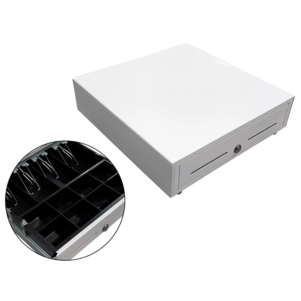 Cajon Portamonedas 8 Monederos 4 Billeteros con Llave Electrico Blanco 410X415X110MM
