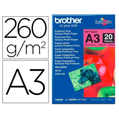 BROTHER Papel Fotografico Brother Premium Plus Brillo DIN A3 260G/M2 Ink-jet Pack de 20 Hojas
