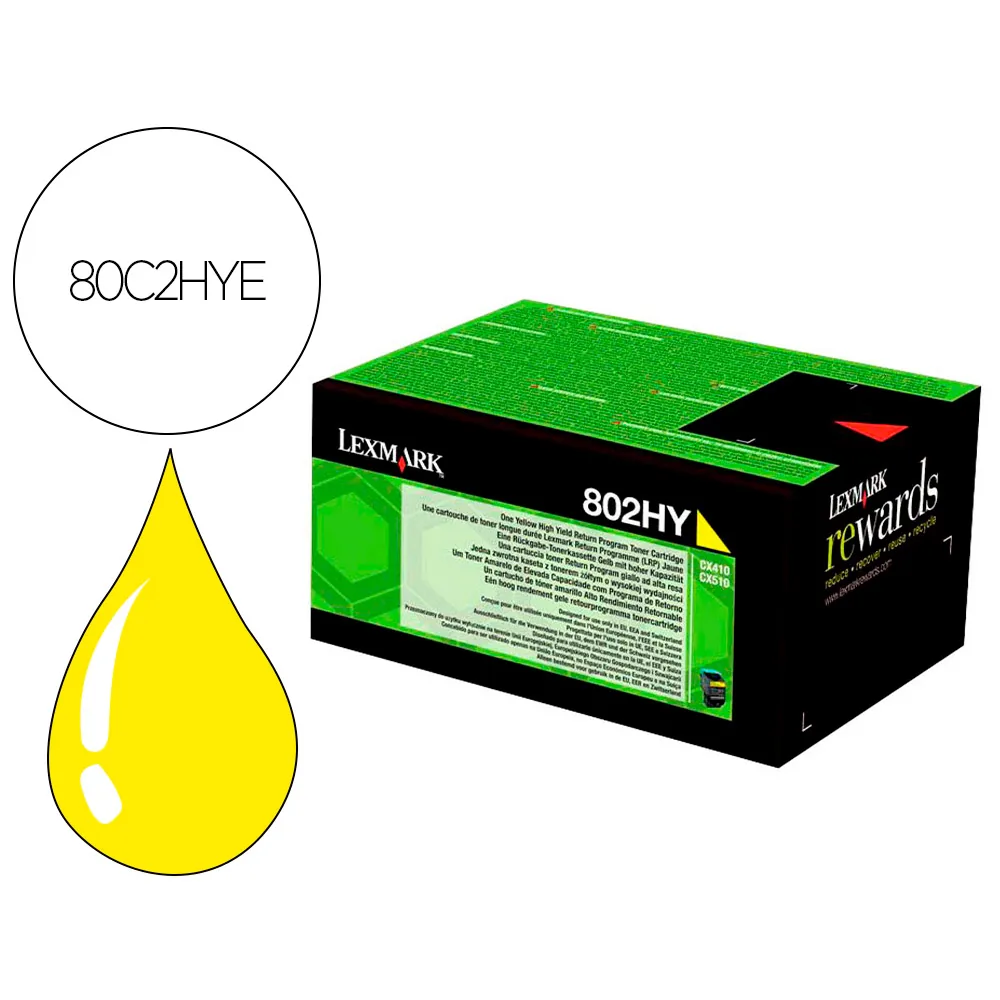 Toner Laser Lexmark 80C2HYE Amarillo 3000 Paginas