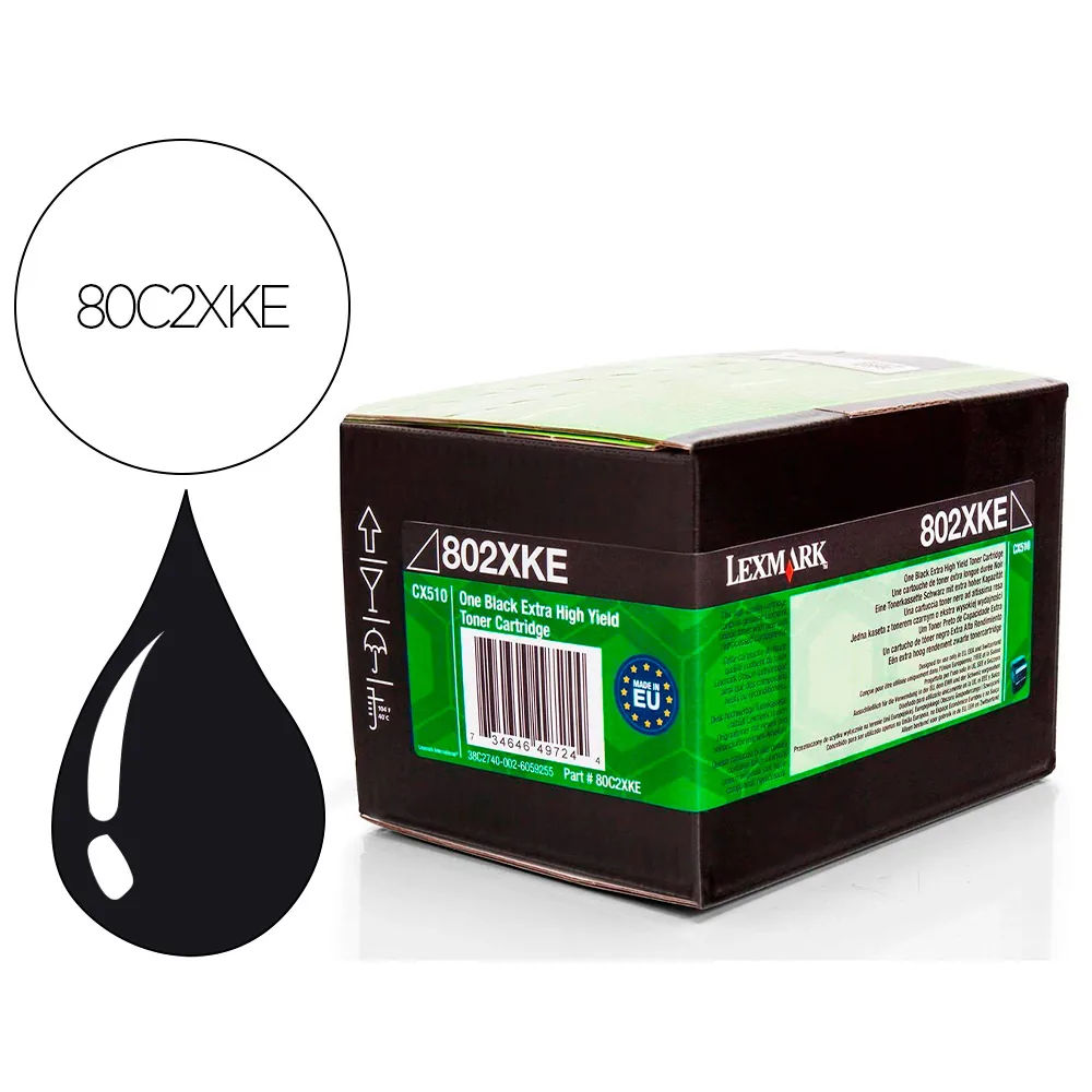 Toner Laser Lexmark 80C2XKE Negro 8000 Paginas