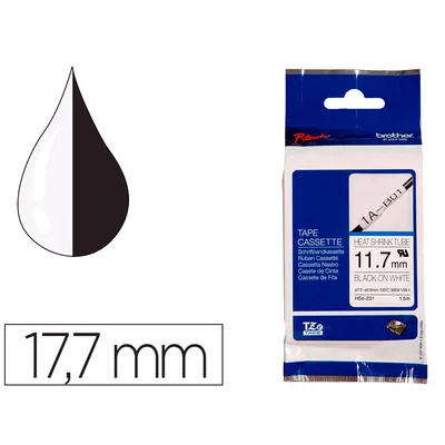 BROTHER Cinta Brother Hse 231 Termoretractible 11,7 MM Negro/blanco