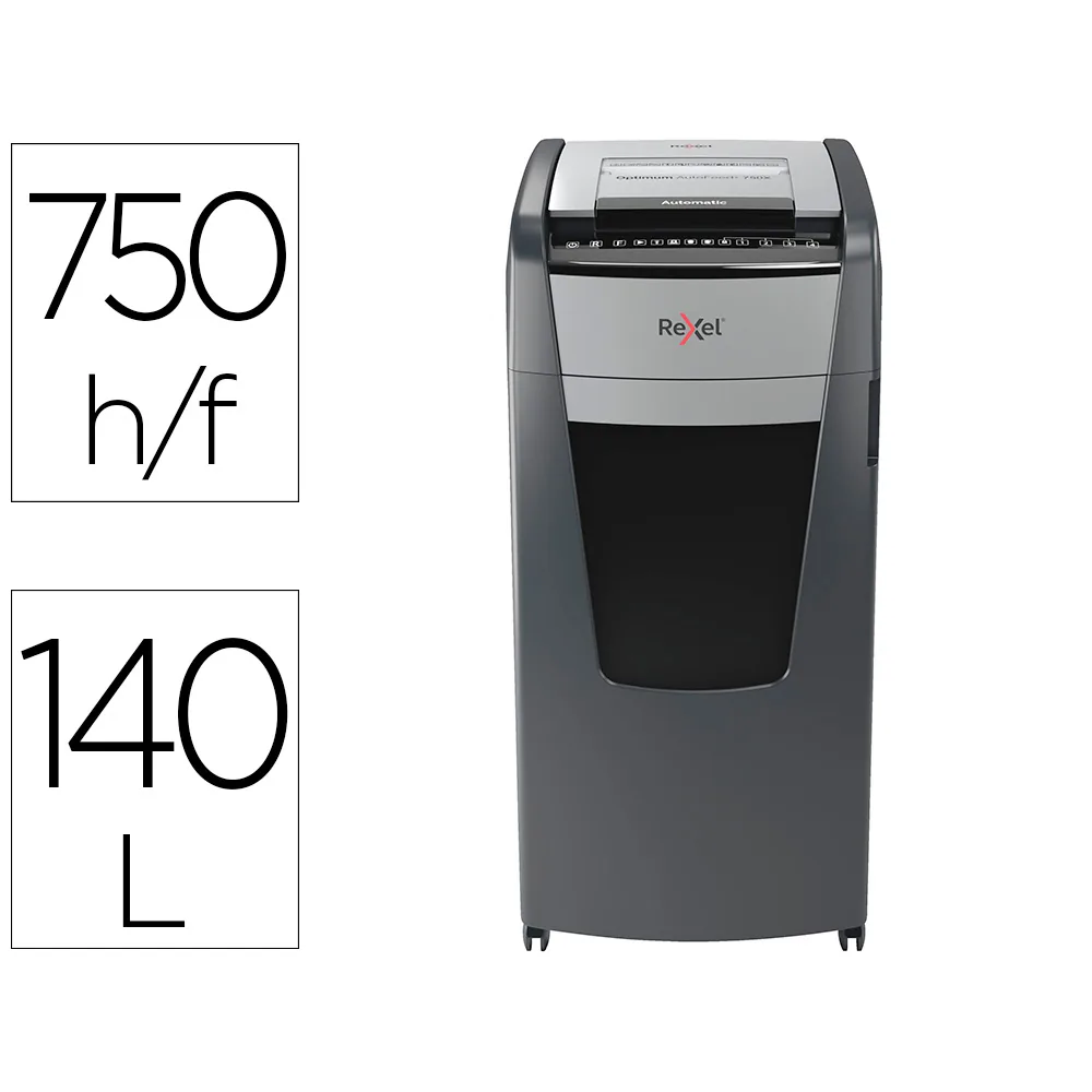 Destructora de Documentos Rexel Optimum Auto+ 750X Eu Capacidad 750 Hojas Particulas Destruye Grapas