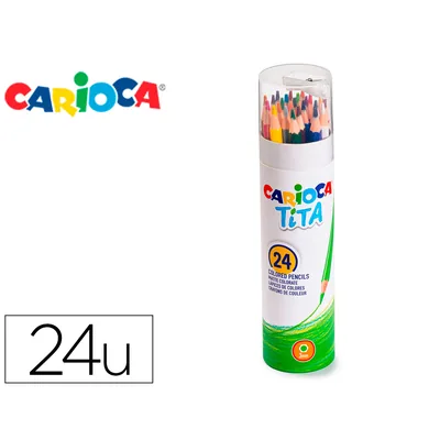 CARIOCA Lapices de Colores Carioca Tita Mina 3 MM Tubo Carton 24 Colores Surtidos + Sacapuntas