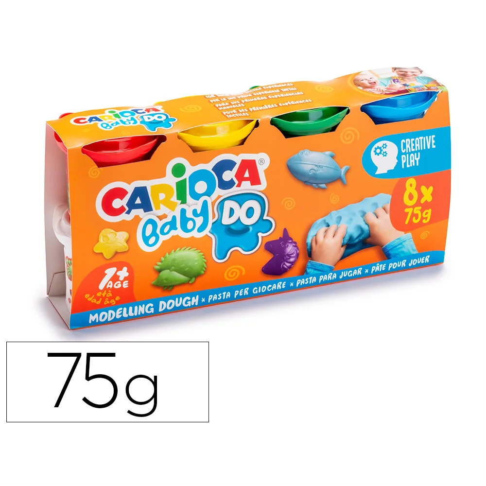 Pasta de Modelar Carioca Baby Dough Bote 75 G Set de 8 Colores Surtidos