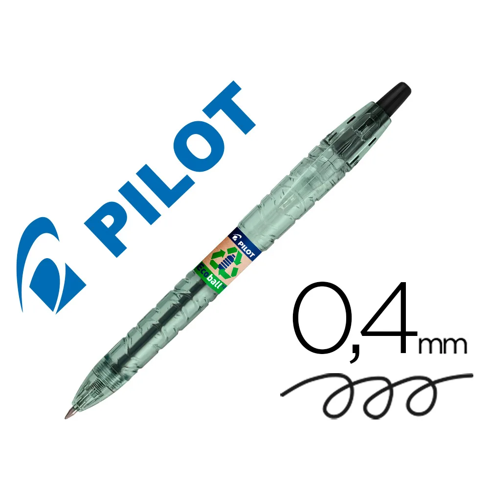 Boligrafo Pilot Ecoball Plastico Reciclado Tinta Aceite Punta de Bola 1 MM Color Negro