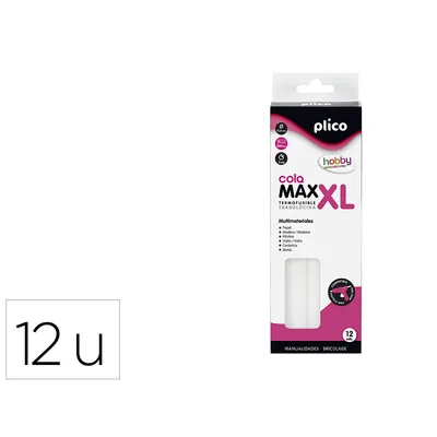 PLICO Barra Termofusible Plico Cola Max Xl Baja Temperatura 11,5 MM de Diametro X 200 MM de Alto Blister de 12 Unidades